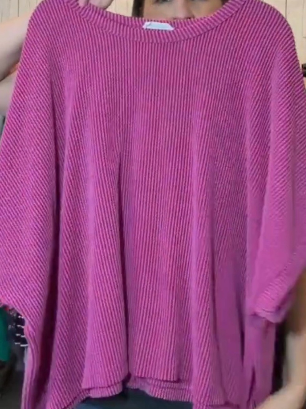 Women's Oversized Ribbed Knit Sweater - Pink by Charlotte Avery Size Large